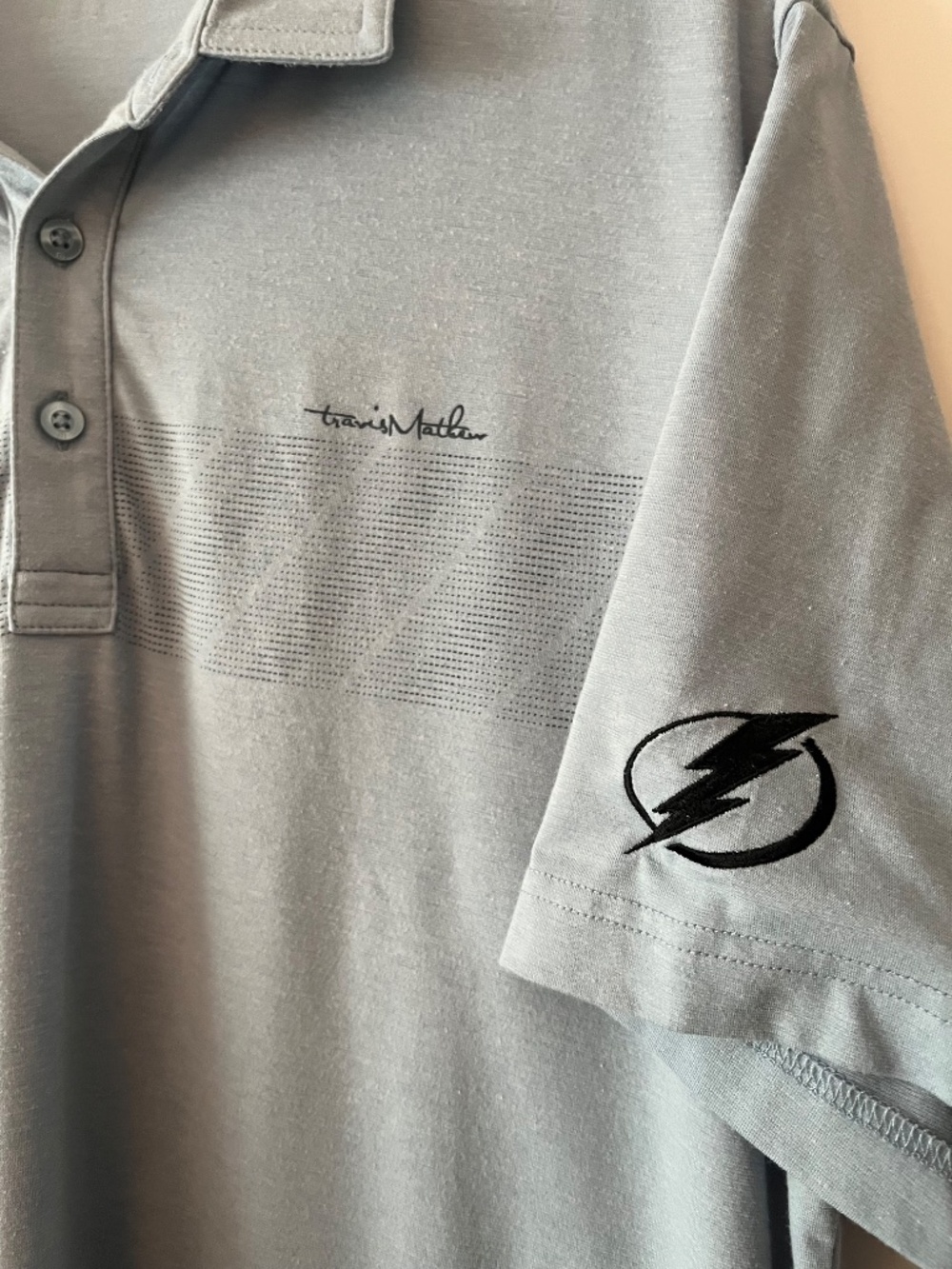 Tampa Bay Lightning Polo Shirt Men's Sz Large Blue Travis Mathew Golf Bolts NHL - Picture 2 of 5